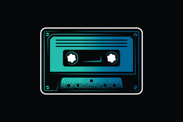 Audio cassette. Original vector illustration in vintage style. T-shirt design.