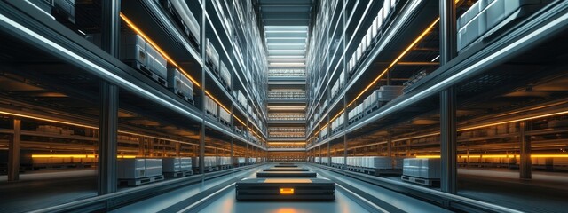 Obraz premium Modern automatized high rack warehouse