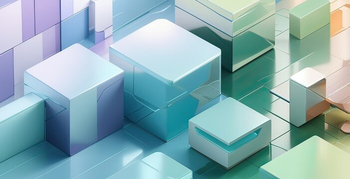 Fototapeta Abstract 3d cubes background, created by ai generated