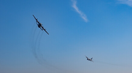 air force plane of the cargo type ready to drop paratroopers.