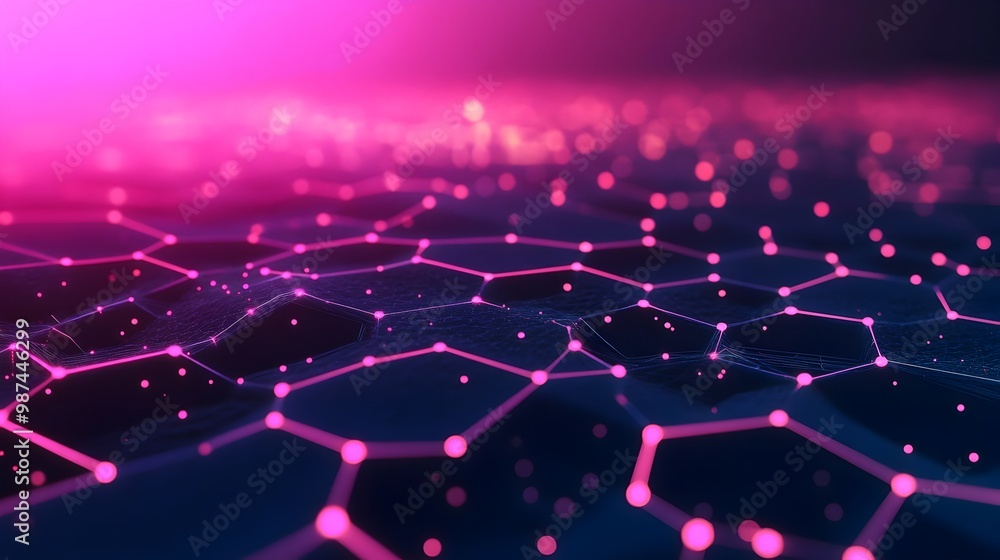 Poster stunning graphene nanotechnology concept with futuristic hexagonal pattern and vibrant color palette