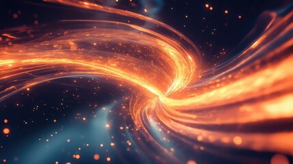 Fototapeta premium Twisting 3D ribbons of fire swirling through the air, leaving glowing trails of light behind them.