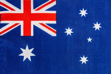 National flag of the state of Australia close-up. State background.