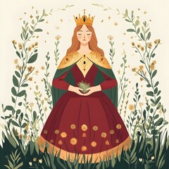 The Regal and Mystical Empress in the Embrace of Nature s Abundance