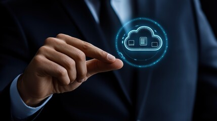 Executive Reviewing Fintech Cloud Data