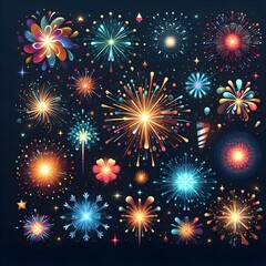 Naklejka premium fireworks on the night sky