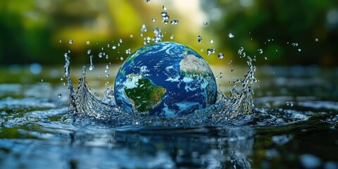 Water Splashing on Earth Planet Representation