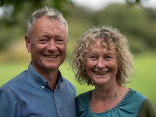 woman portrait mature couple happy together active bonding park outdoor middle aged man talking leisure park fun smiling love old middle mid aged nature wife walking