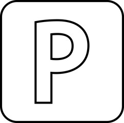 Parking icon in line style. Car parking place vector. Traffic sign illustration. Public parking, road sign and pin marker icon isolated on transparent background. Street road sign business concept.