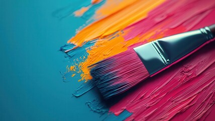 Fototapeta premium A digital art studio with vibrant swaths of color, brushes frozen mid-stroke, capturing the essence of creative energy