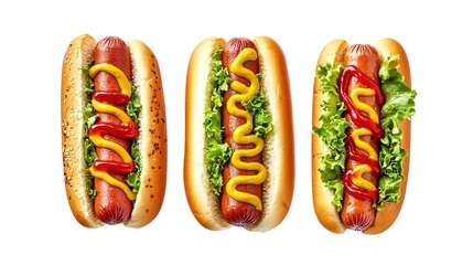 Set of delicious hot dogs