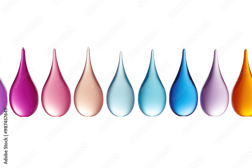 Poster drops of colorful moisturizer arranged in a line