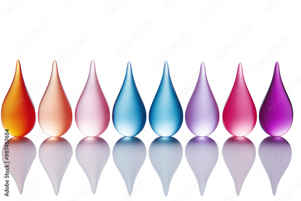 Poster drops of colorful moisturizer arranged in a line