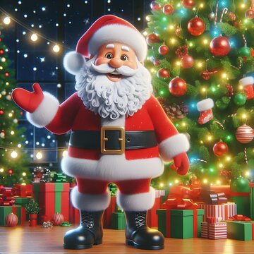 santa claus with gift box