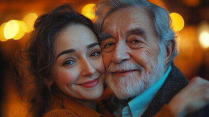 Happy latin 33 year-old woman and 33 real-old man dancing japanese music in karaoke