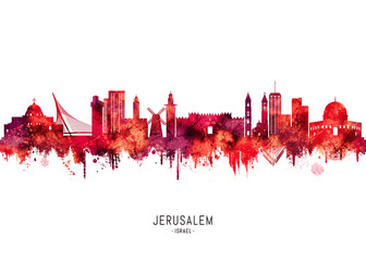 Obraz premium Jerusalem Israel Skyline Red