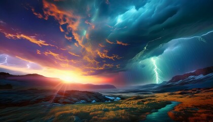 Thunderstorms that occur in large open fields The sky was filled with thick black swirling clouds.