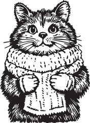 winter cat with scarf