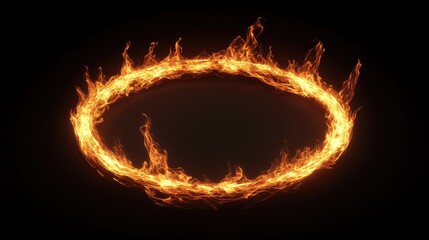 Fototapeta premium A glowing 3D fire ring, with flames flickering along its edges in a perfect, abstract circle.