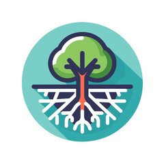 Tree Roots, vector image, flat colors, transparent background