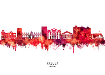 Fototapeta premium Kaluga Russia Skyline Red