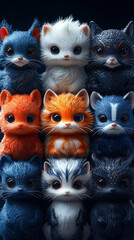 Fototapeta premium Cute cartoon cats in different colors