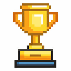 Pixelated Golden Trophy Icon for Gaming Achievements and Digital Awards