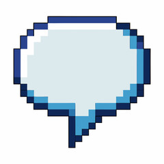 Pixel Art Speech Bubble with Blue Outline, Blank  Graphic for Digital Communication