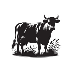 Black and White Cow Vector Illustration eps