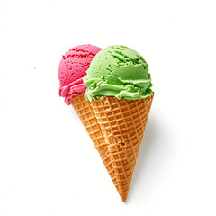 Neapolitan ice cream isolated on white background