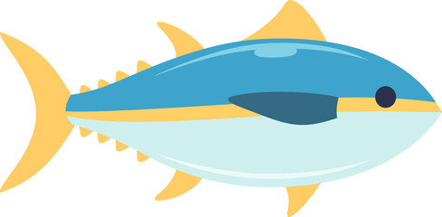 Cartoon Yellowfin tuna icon. Simple flat color fish illustration.