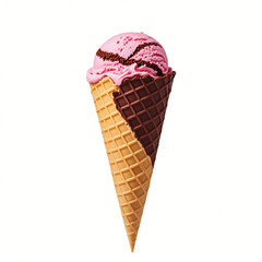 Neapolitan ice cream isolated on white background