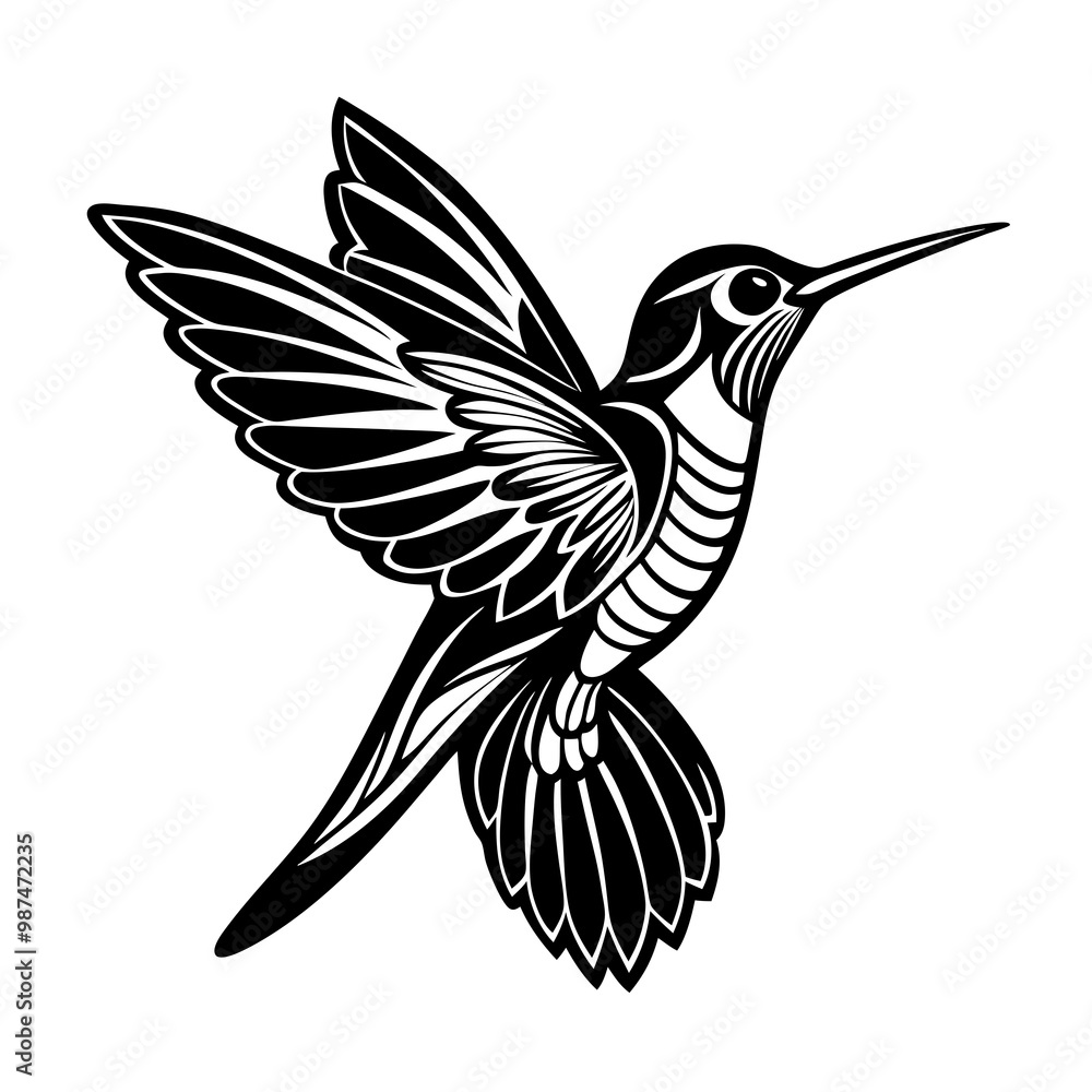 Wall mural Hummingbird silhouette vector illustration