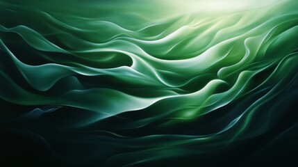 Obraz premium Abstract green waves flowing calmly, serene and tranquil atmosphere.