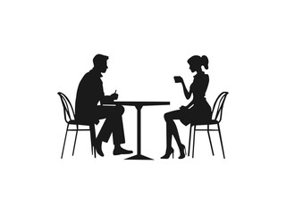 Two people in cafe silhouette.