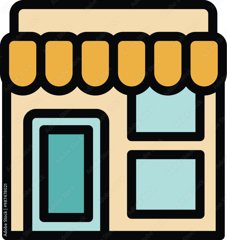 Poster simple vector icon of a small business storefront, perfect for representing local shops
