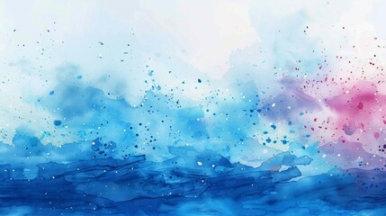 Abstract Watercolor Background with Blue  Pink  and White Colors