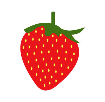 Whole strawberry are red with green stalks
