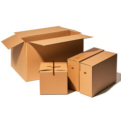 Cardboard boxes isolated on white background