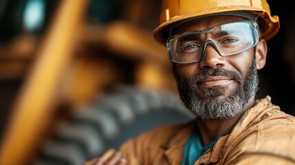 A construction worker dressed in safety gear including a hard hat and reflective vest stands on a construction site, showcasing the significance of protective apparel in the industry.