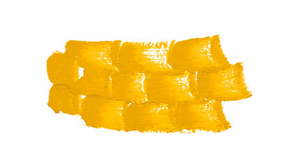 Yellow brush strokes set on transparent background.