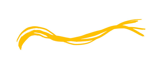 Yellow brush strokes set on transparent background.