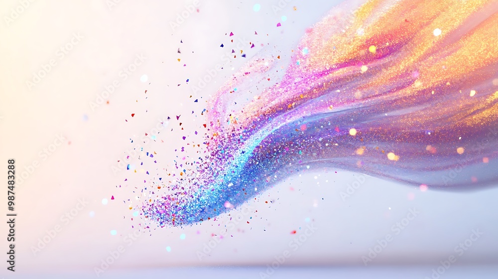 Poster euphoric 3d rendered icon with sparkling effects in modern design on white background.
