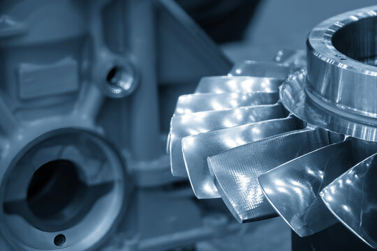 Closeup scene the aerospace parts in the light blue scene.