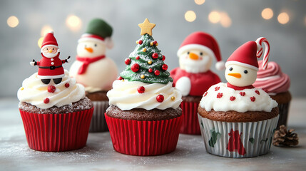 christmas cupcakes on a white background