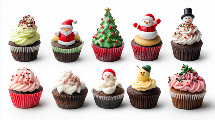 set of Christmas cupcakes