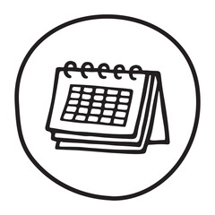 Doodle calendar schedule icon or logo, hand drawn with thin black line. PNG isolated on transparent background and vector illustration © paketesama