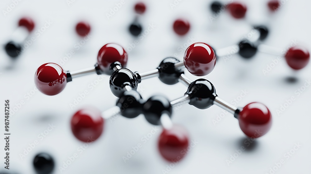 Poster detailed and realistic 3d model of catalyst molecule structure isolated on white background