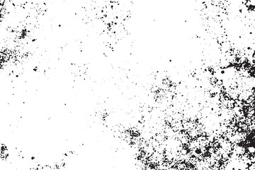 Monochrome abstract grunge texture with ink splats and splashes, featuring noisy, grainy, distressed, and worn elements, along with a rustic, scratchy, messy, damaged, and crack appearance
