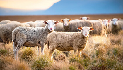 Obraz premium Flock of sheep in a field